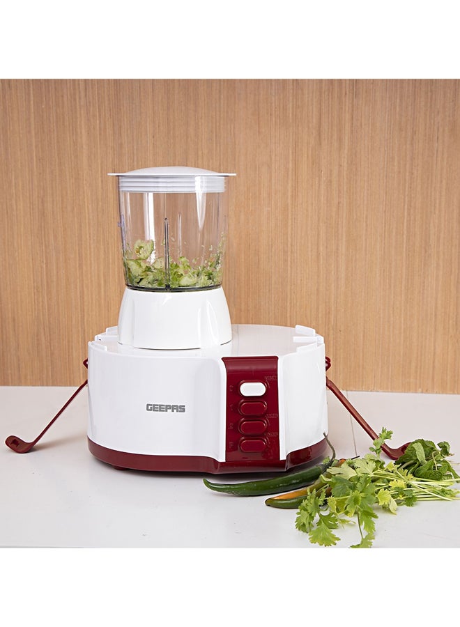 GEEPAS - 4-In-1 Food Processor 600W 1500.0 ml 600.0 W GSB9890 White/Clear/Red - Image 1