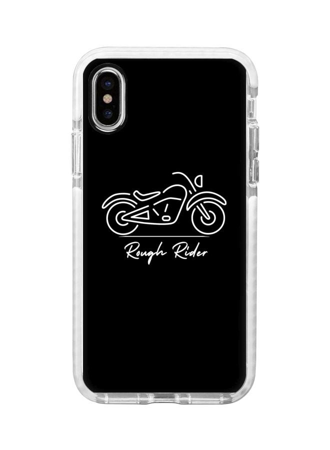 ستايلايزد غطاء حماية بطبعة عبارة "Rough Rider" لهاتف أبل آيفون XS ماكس أسود/ أبيض - Image 1