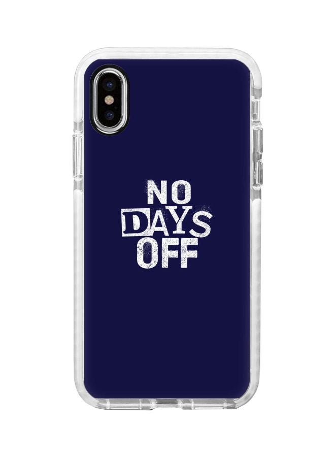 ستايلايزد غطاء حماية بطبعة عبارة "No Days Off" لهاتف أبل آيفون XS ماكس أزرق / أبيض - Image 1