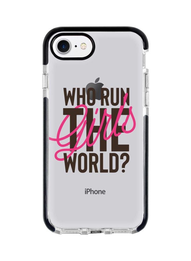 Stylizedd Impact Pro Who Run The World? Printed Case Cover For Apple iPhone 8 Clear/Black/Pink - Image 1