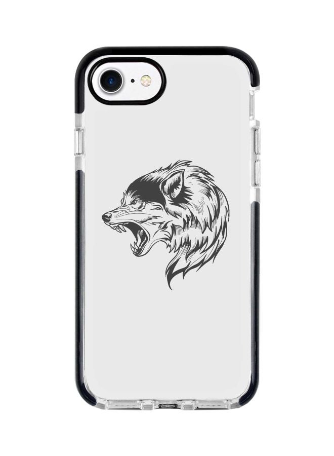 ستايلايزد غطاء حماية من سلسلة إمباكت برو بطبعة ذئب لهاتف أبل آيفون 8 شفاف/ أسود - Image 1