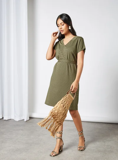 VERO MODA All-Over Stripe Dress Black/Ivy Green