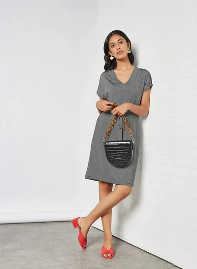 VERO MODA All-Over Stripe Dress Black/White