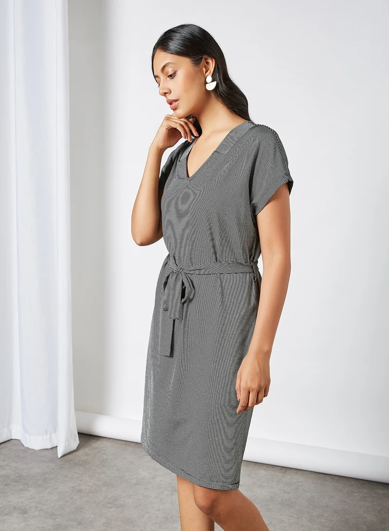 VERO MODA All-Over Stripe Dress Black/White