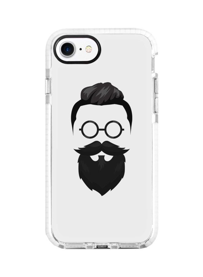 ستايلايزد غطاء حماية من سلسلة إمباكت برو بطبعة رجل هيبي بلحية لهاتف أبل آيفون 8 شفاف/ أسود - Image 1