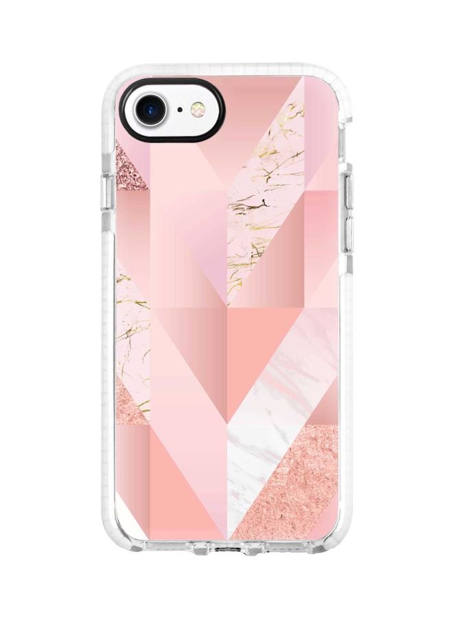 ستايلايزد غطاء حماية من سلسلة إمباكت برو بطبعة بتأثير رخامي لهاتف أبل آيفون 7 وردي/ذهبي/أبيض - Image 1