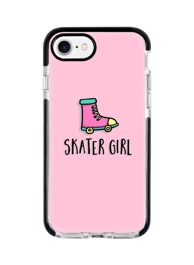 ستايلايزد غطاء حماية من سلسلة إمباكت برو بطبعة عبارة "Skater Girl" لهاتف أبل آيفون 8 وردي/ أسود/ أصفر - Image 1