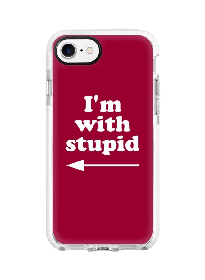 ستايلايزد غطاء حماية من سلسلة إمباكت برو بطبعة عبارة "I am With Stupid" لهاتف أبل آيفون 7 أحمر/أبيض - Image 1