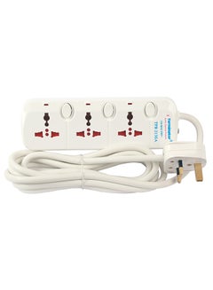 Terminator 3 Way Universal Power Extension Socket White 3meter 