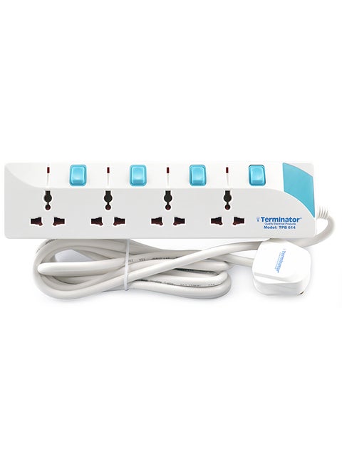 4 Way Extension Socket White 3meter