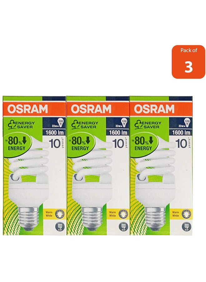 Pack Of 3 Mini Twist 23W Screw CFL Warm