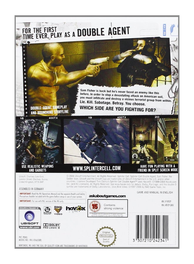 أوبيسوفت لعبة "Tom Clancy's Splinter Cell Double Agent" - نينتندو وي - أركيد ومنصة - نينتندو وي - Image 2