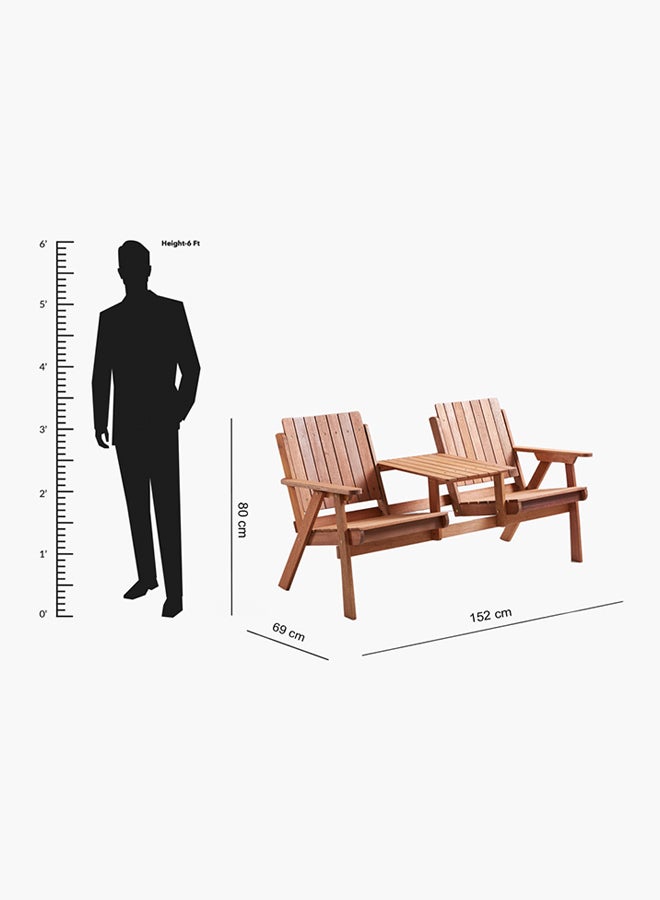 Jack And Jill 2-Seater Outdoor Chair With Table Brown