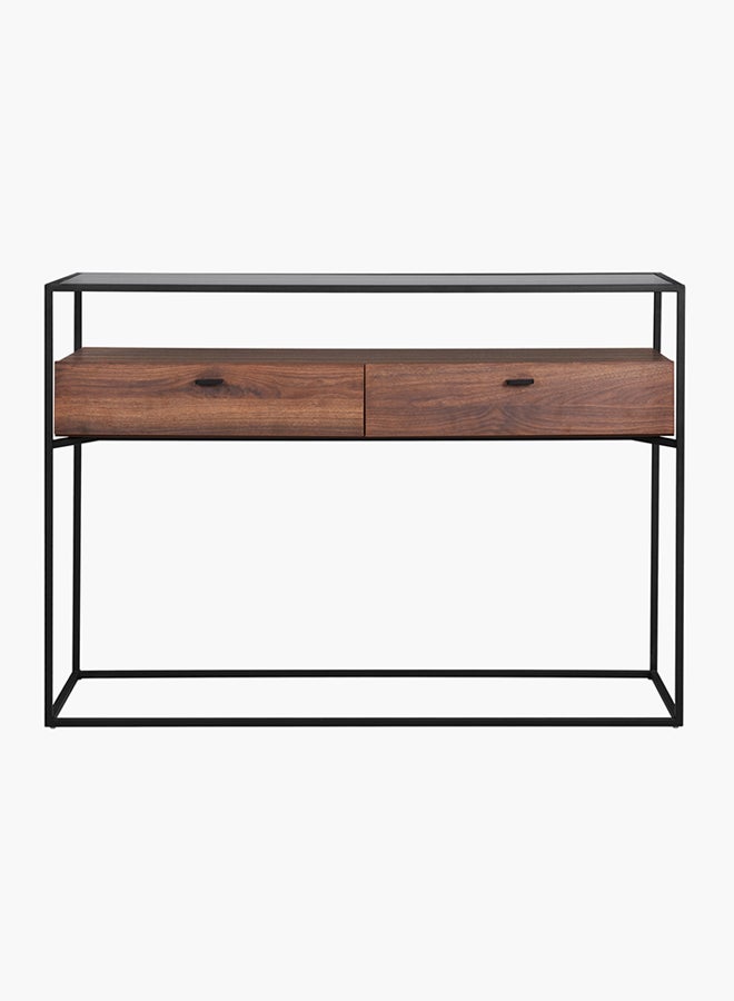 Home Box - Ruby Console Table With Glass Top Brown/Black - Image 1