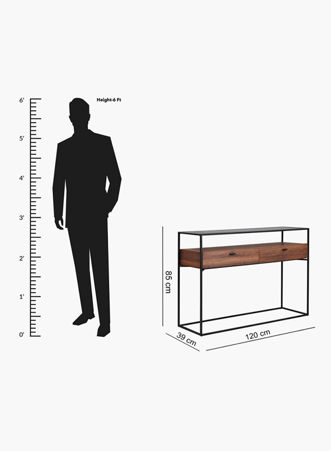 Home Box - Ruby Console Table With Glass Top Brown/Black - Image 1