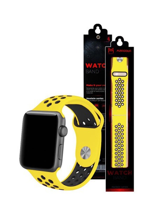 MARGOUN - Apple Watch 42mm/44mm/45mm Nike Design Silicone Band Yellow/Black - Image 1