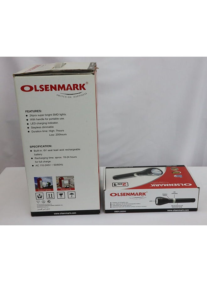 Olsenmark - 2 In 1 Rechargeable LED Emergency Light And Flashlight Torch Multicolour - Image 1