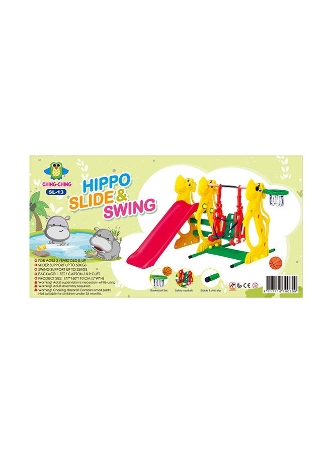 Ching-Ching Hippo Slide And Swing With Rabbit 177x110x160cm  - Image 2