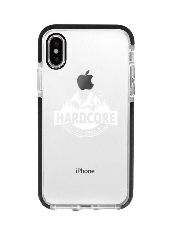 ستايلايزد غطاء حماية بطبعة عبارة Hardcore Explorer لهاتف أبل آيفون XS ماكس شفاف/أسود/أبيض - Image 1