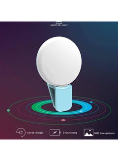 Generic 3 Level Brightness Mini Portable Pocket Selfie Ring Light For Phone Flattering Selfie Light With Rechargeable Battery White  - Image 3
