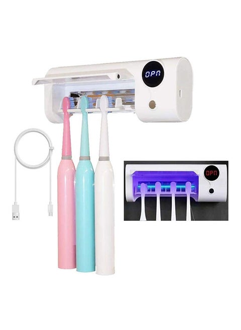 USB Charging Wall Mounted UV Toothbrush Holder With Sterilizer And Disinfection Function White 7.87x2.95x1.57inch