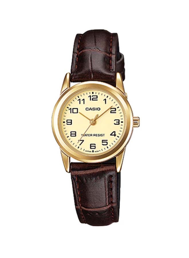 CASIO Women's Leather Analog Wrist Watch LTP-V001GL-9BUDF - 25 mm - Brown - Image 1
