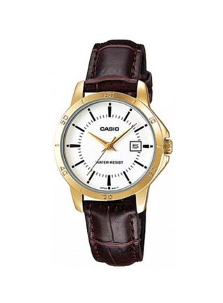 Women's Leather Analog Wrist Watch LTP-V004GL-7AUDF - 30 mm - Brown - v1600357506/N40052874A_1