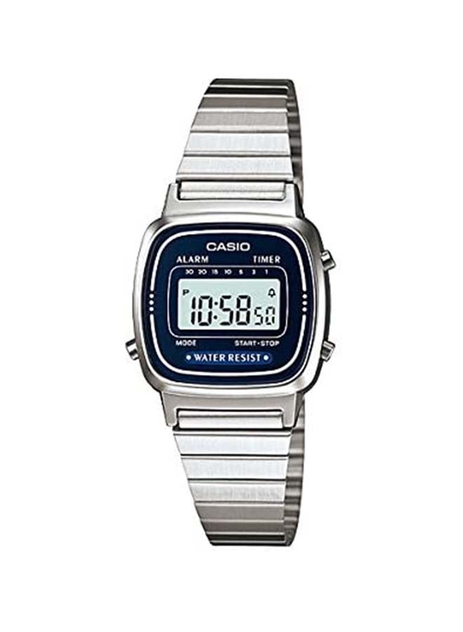 كاسيو ساعة يد رقمية بسوار من الإستانلس ستيل طراز LA670WA-2DF مقاس 30 مم - لون فضي للنساء - Image 1