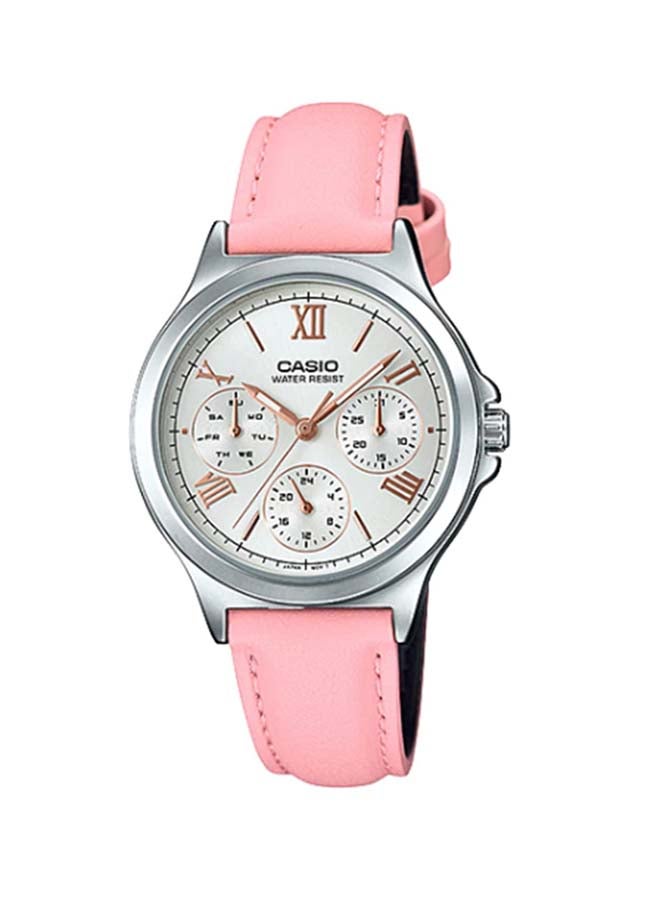 كاسيو ساعة يد بعقارب وسوار من الجلد طراز LTP-V300L-4A2UDF 33 ملم - لون زهري للنساء - Image 1