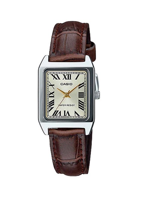 Women's Leather Analog Wrist Watch LTP-V007L-9BUDF - 22 mm - Brown
