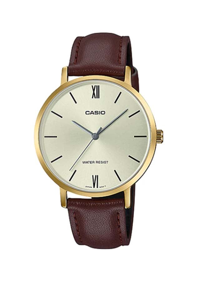 CASIO Women's Leather Analog Wrist Watch LTP-VT01GL-9BUDF  - Image 1