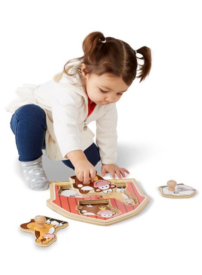 Melissa & Doug Barnyard Animals Jumbo Knob Puzzle – 3-Piece Wooden Toddler Puzzle with Easy-Grip Knobs for Animal Recognition, Fine Motor Skills & Early Learning Play for Kids Ages 12 Months+ | MD2054 - Image 3