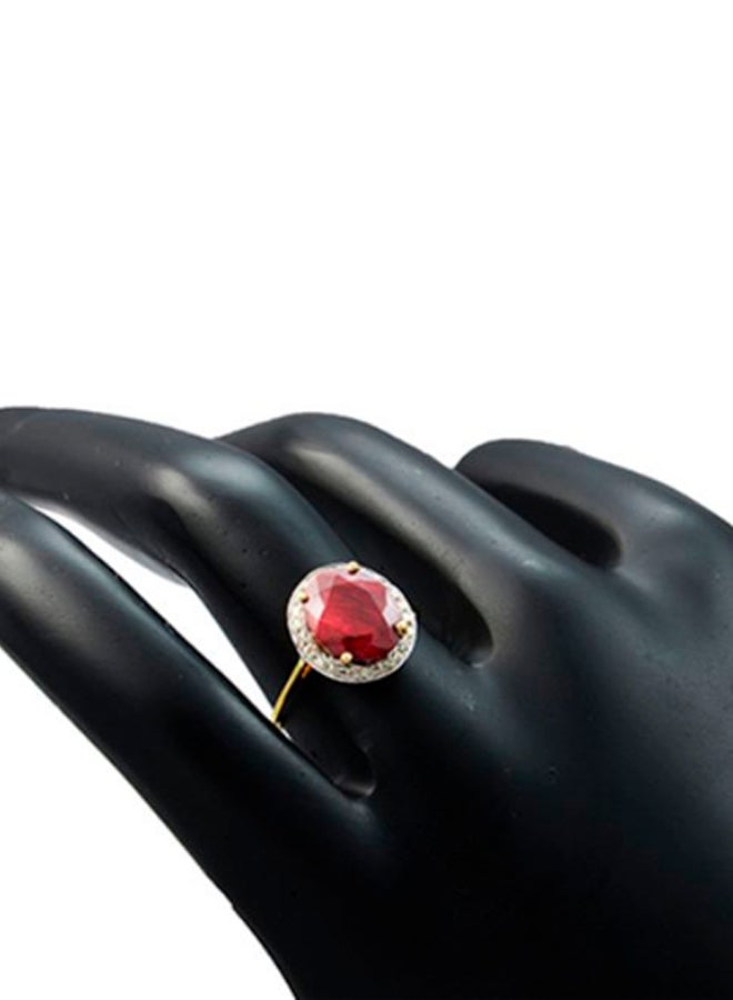 Vera Perla 18K Gold Diamonds Oval Ruby Ring 0.12 Carat  - Image 2