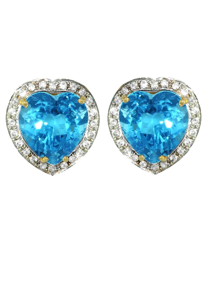 Vera Perla - 18K Gold Genuine Diamond Swiss Blue Topaz Earrings 0.28 Carat - Image 1