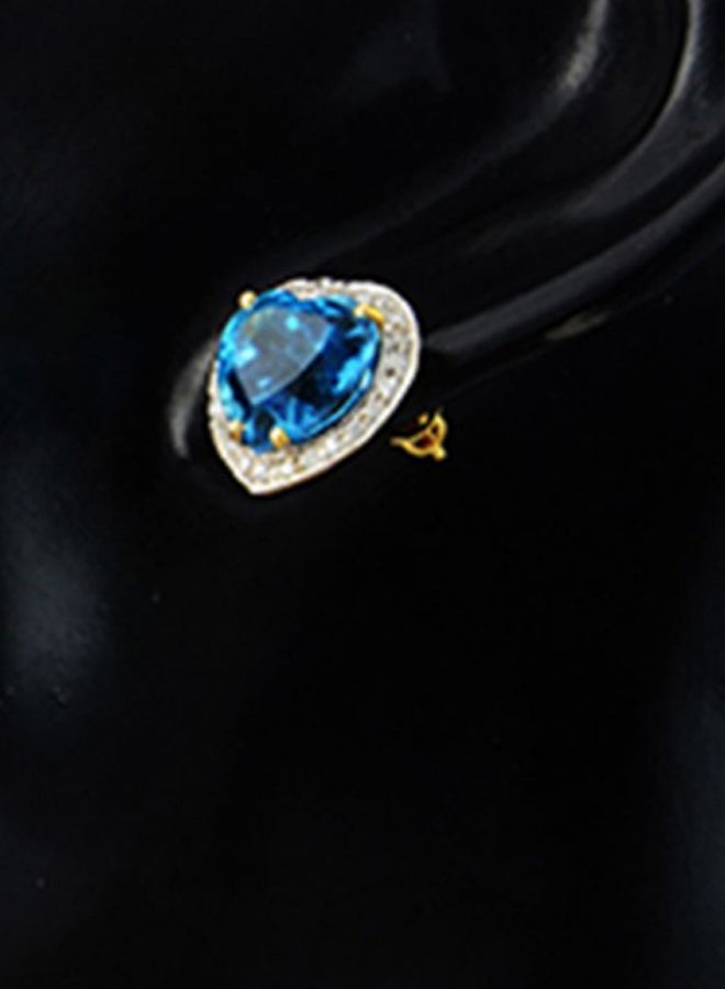 Vera Perla - 18K Gold Genuine Diamond Swiss Blue Topaz Earrings 0.28 Carat - Image 1
