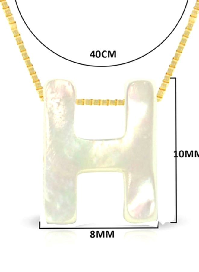 Vera Perla - 18 Karat Gold H Letter Mother Of Pearl Pendant Necklace - Image 1