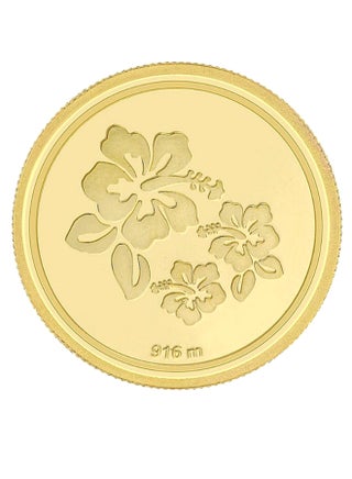 22 Karat 916 Gold Purity 1 Gms Flower Coin - v1600411081/N27262870A_1