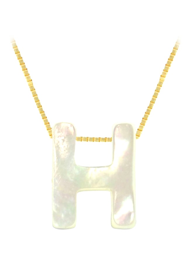 Vera Perla - 18 Karat Gold H Letter Mother Of Pearl Pendant Necklace - Image 1