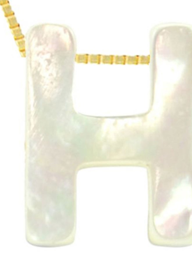 Vera Perla - 18 Karat Gold H Letter Mother Of Pearl Pendant Necklace - Image 1