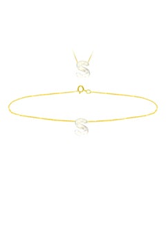 18 Karat Gold S Letter Mother Of Pearl Jewellery Set