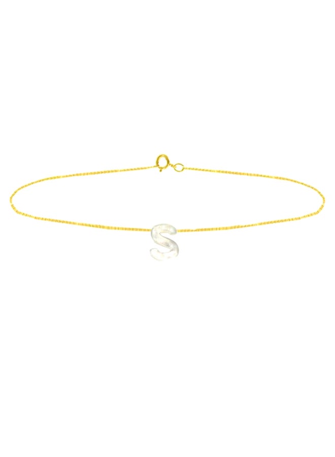 Vera Perla - 18 Karat Gold S Letter Mother Of Pearl Jewellery Set - Image 1