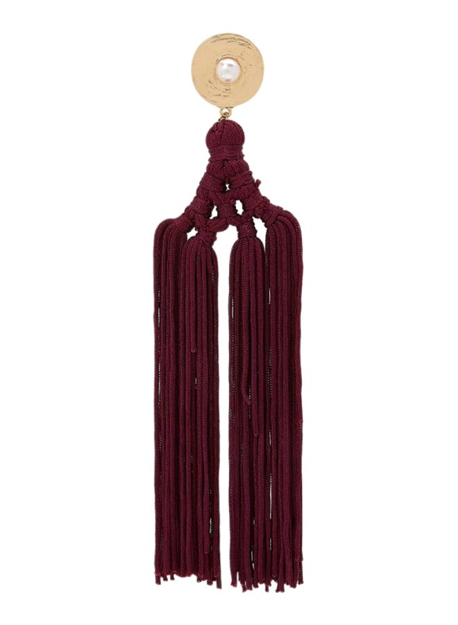 YUEJIN - Woven Design Tassel Earrings - Image 1