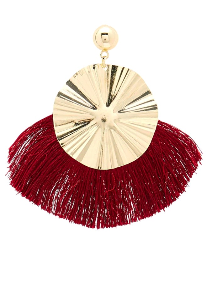 YUEJIN - Round Shaped Tassel Earrings - Image 1