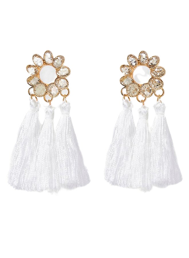 Flower Design Trio Tassel Earrings