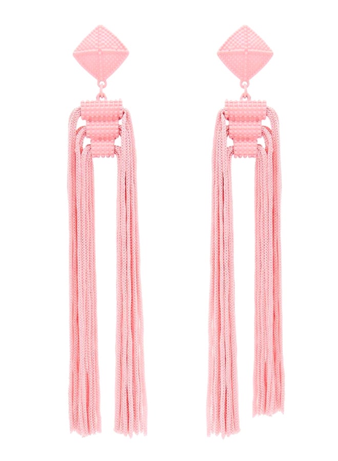 YUEJIN - Diamond Design Tassel Earrings - Image 1