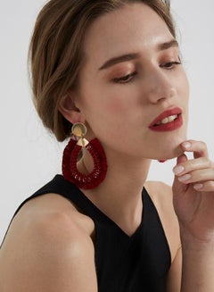 YUEJIN Beads Studded Tear Drop Tassel Earrings  - Image 3