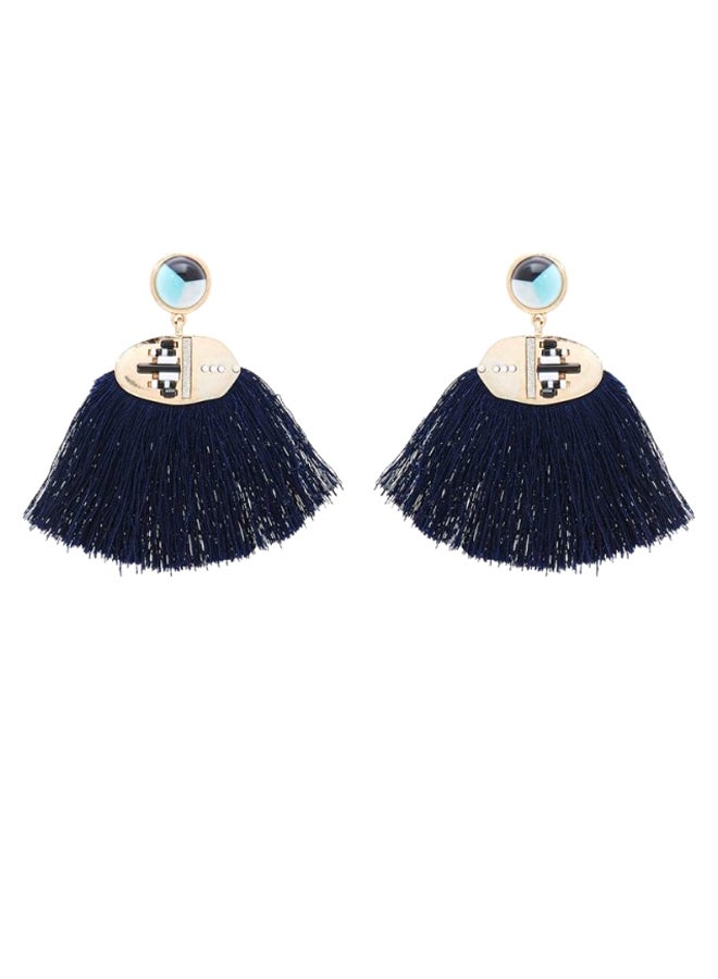 YUEJIN - Studded Detailed Tassel Earrings - Image 1