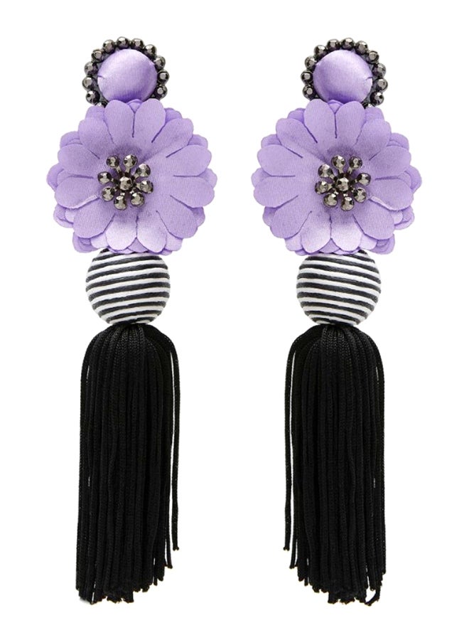 YUEJIN Flower Design Tassel Earrings - Image 1