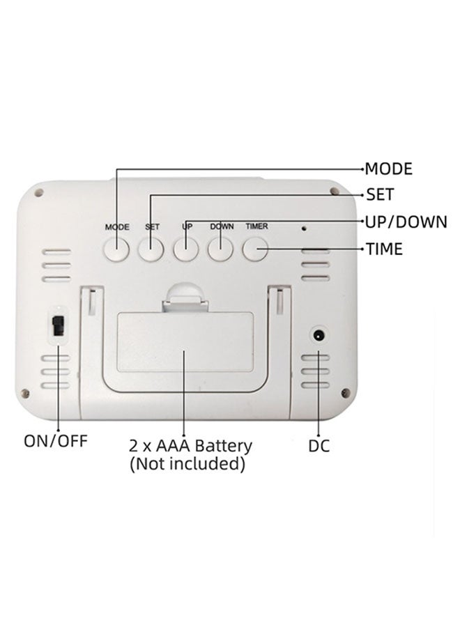 بيوينتي ساعة منبه LED رقمية يتم التحكم بها بالصوت أبيض 14 x 3سم - Image 5