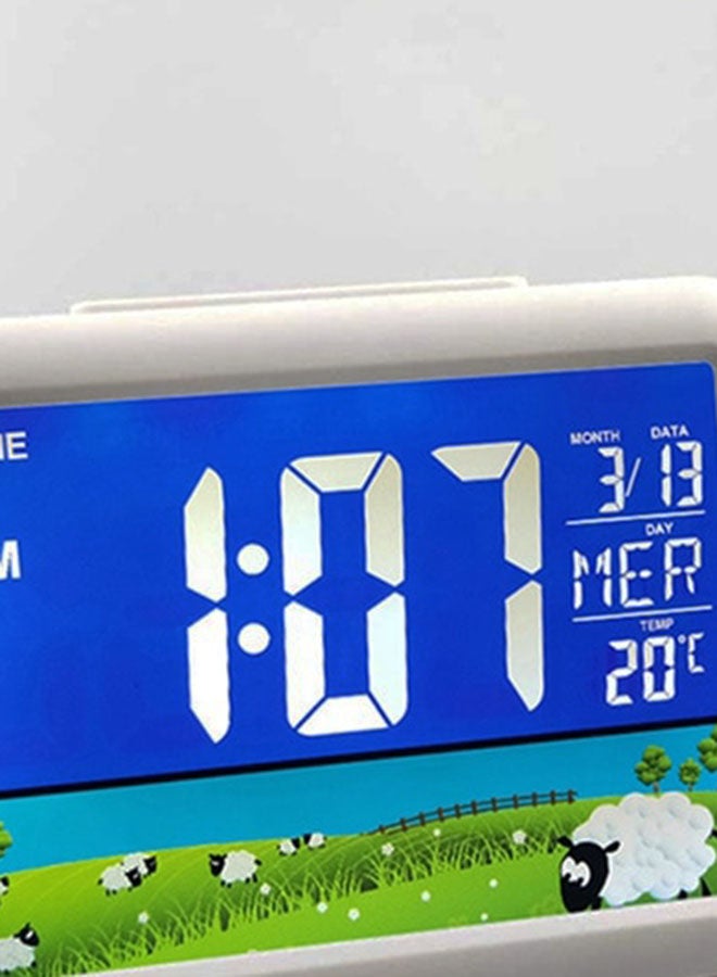 بيوينتي ساعة منبه LED رقمية يتم التحكم بها بالصوت أبيض 14 x 3سم - Image 2